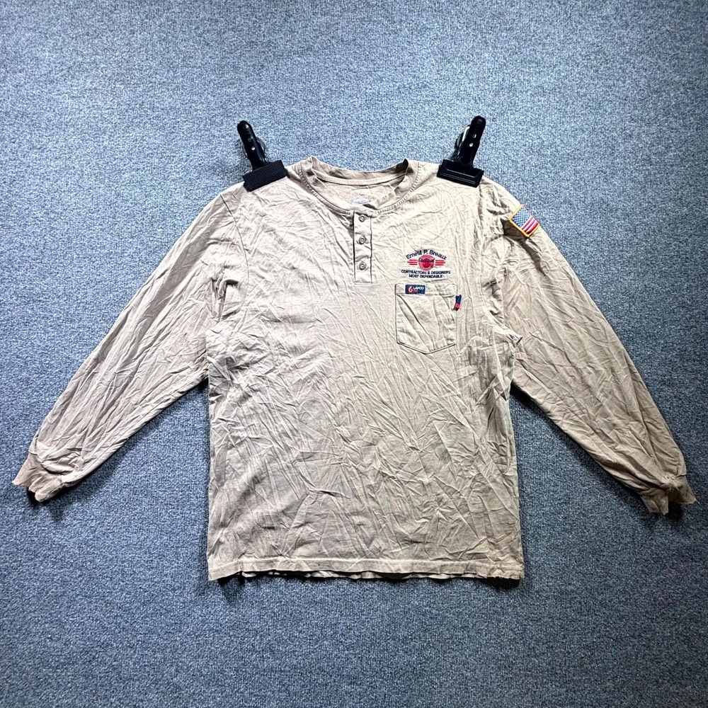 LAPCO FR Henley T-Shirt Men's XL Beige Cotton Flame Resistant Utility Workwear